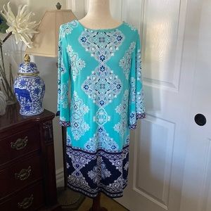Studio one New York size small blue, green and white dress